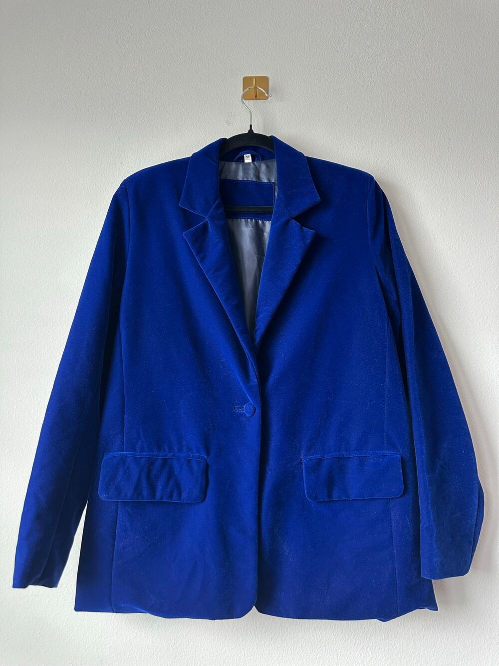 Cobalt Blue Velvet Blazer Jacket Tailored Tuxedo Evening Statement M